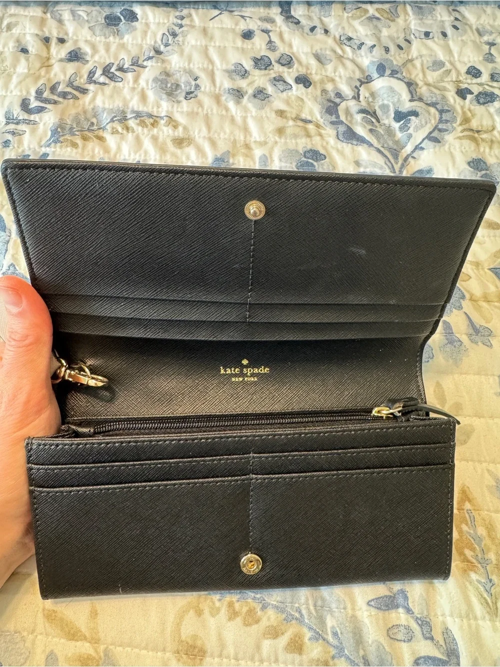 kate spade Black & Blush Pink Bow Wristlet Wallet